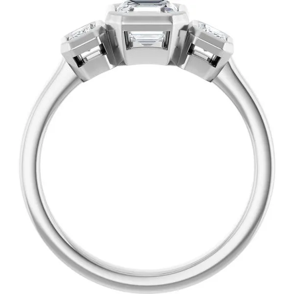 Bezel-Set Three-Stone Engagement Ring Image 2 JF Jones Jewelers Rochester, NY