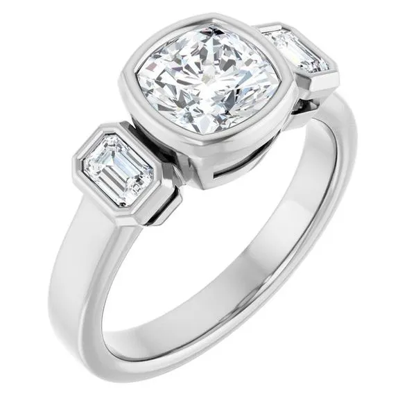 Bezel-Set Three-Stone Engagement Ring Clater Jewelers Louisville, KY