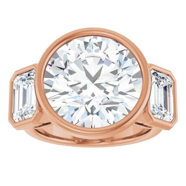 Bezel-Set Three-Stone Engagement Ring Image 3 J. Thomas Jewelers Rochester Hills, MI