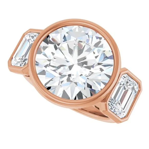 Bezel-Set Three-Stone Engagement Ring Image 5 Vulcan's Forge LLC KANSAS CITY, MO