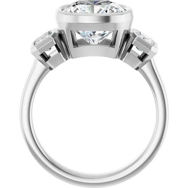 Bezel-Set Three-Stone Engagement Ring Image 2 Hudson Valley Goldsmith New Paltz, NY