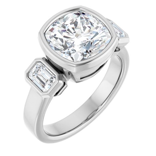 Bezel-Set Three-Stone Engagement Ring