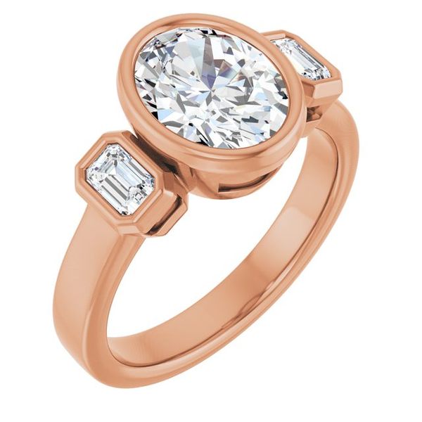 Bezel-Set Three-Stone Engagement Ring