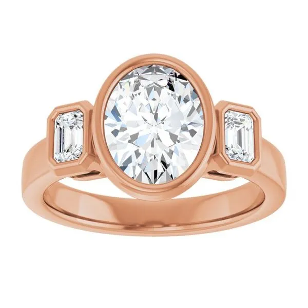 Bezel-Set Three-Stone Engagement Ring Image 3 Raleigh Diamond Fine Jewelry Raleigh, NC