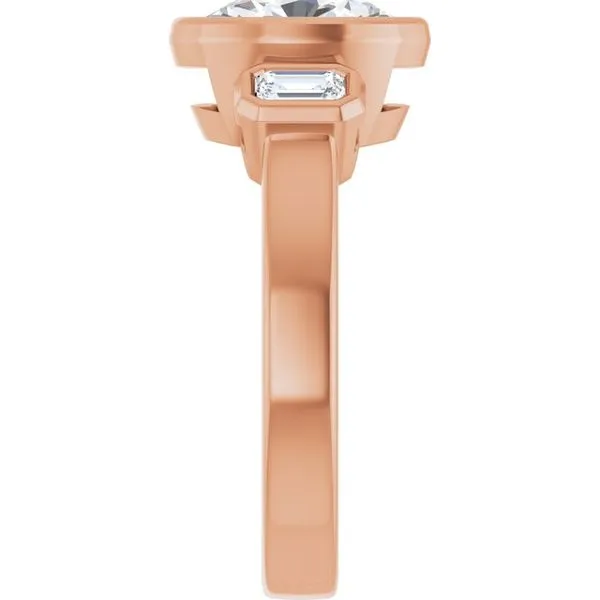 Bezel-Set Three-Stone Engagement Ring Image 4 The Jewelry Source El Segundo, CA