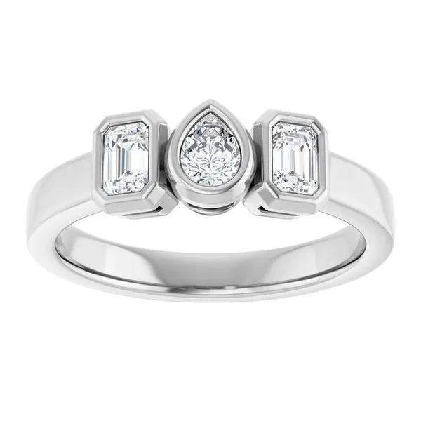 Bezel-Set Three-Stone Engagement Ring Image 3 Vulcan's Forge LLC KANSAS CITY, MO