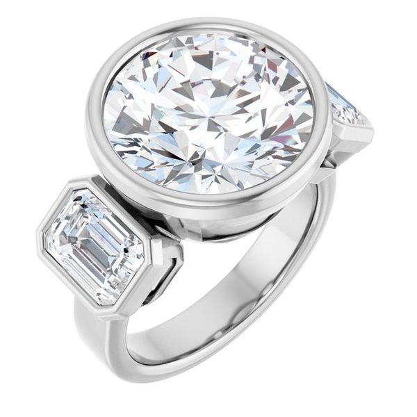 Bezel-Set Three-Stone Engagement Ring