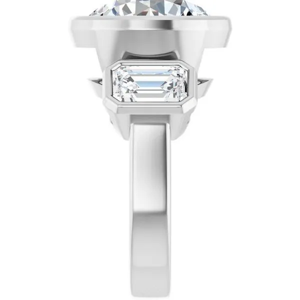 Bezel-Set Three-Stone Engagement Ring Image 4 Clater Jewelers Louisville, KY
