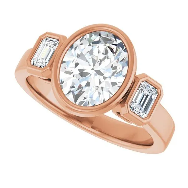 Bezel-Set Three-Stone Engagement Ring Image 5 J. Thomas Jewelers Rochester Hills, MI