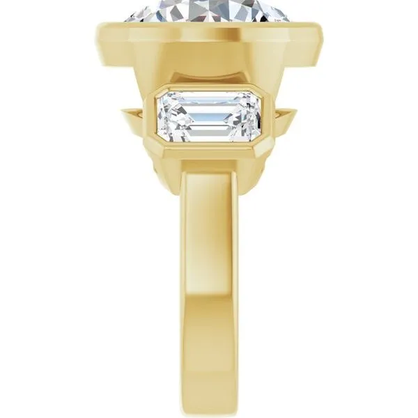 Bezel-Set Three-Stone Engagement Ring Image 4 Don's Jewelry & Design Washington, IA