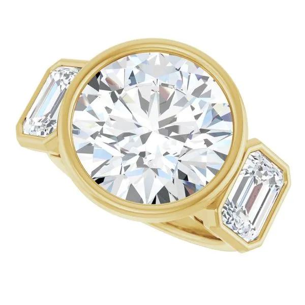 Bezel-Set Three-Stone Engagement Ring Image 5 Don's Jewelry & Design Washington, IA