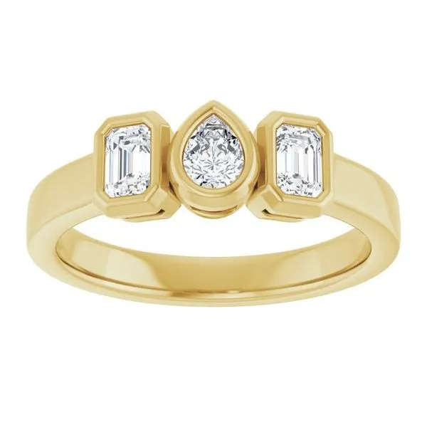 Bezel-Set Three-Stone Engagement Ring Image 3 J. Thomas Jewelers Rochester Hills, MI