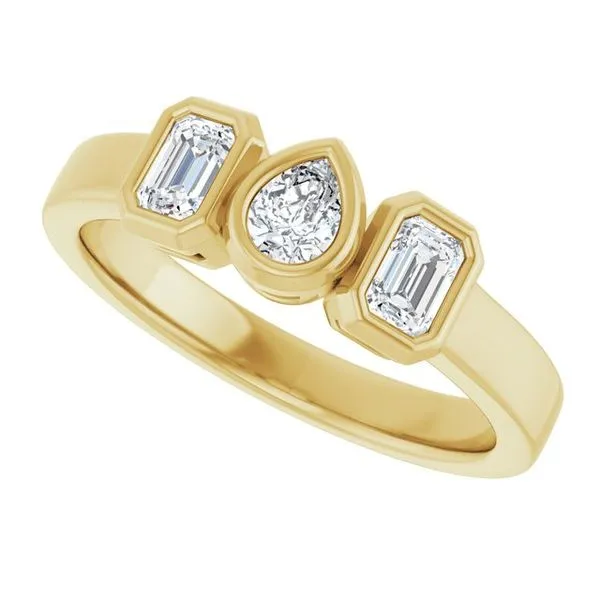 Bezel-Set Three-Stone Engagement Ring Image 5 Jimmy Smith Jewelers Decatur, AL