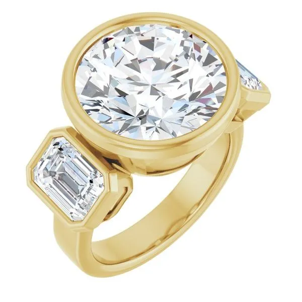 Bezel-Set Three-Stone Engagement Ring