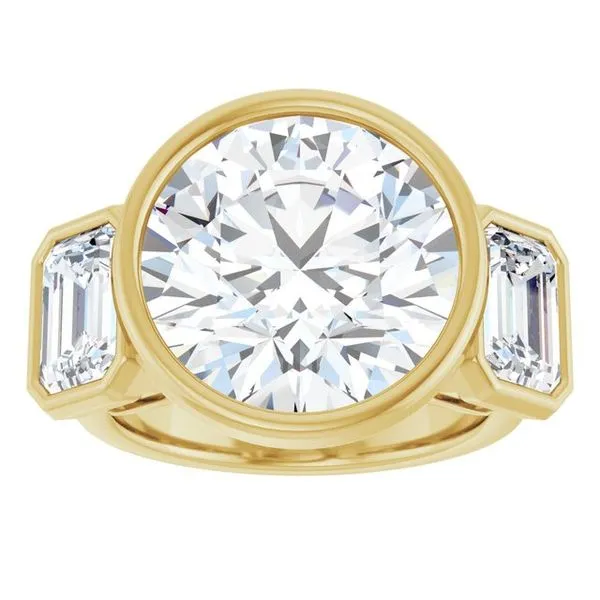 Bezel-Set Three-Stone Engagement Ring Image 3 Vulcan's Forge LLC KANSAS CITY, MO