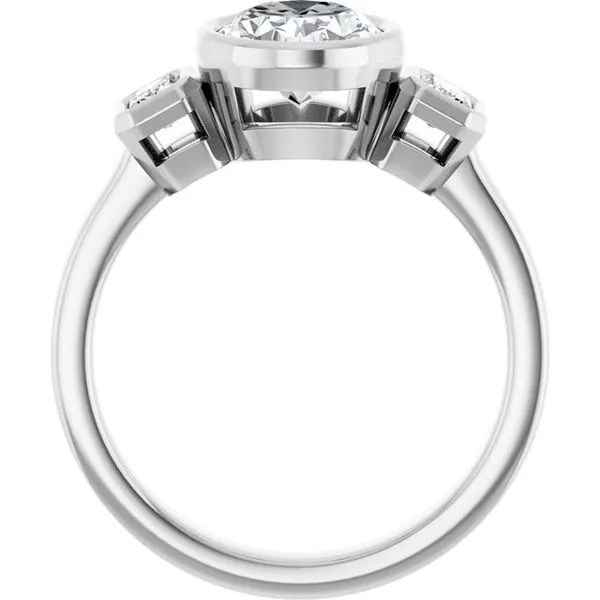 Bezel-Set Three-Stone Engagement Ring Image 2 Don's Jewelry & Design Washington, IA