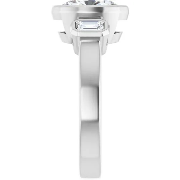 Bezel-Set Three-Stone Engagement Ring Image 4 The Jewelry Source El Segundo, CA