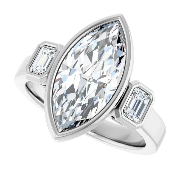 Bezel-Set Three-Stone Engagement Ring Image 5 Futer Bros Jewelers York, PA