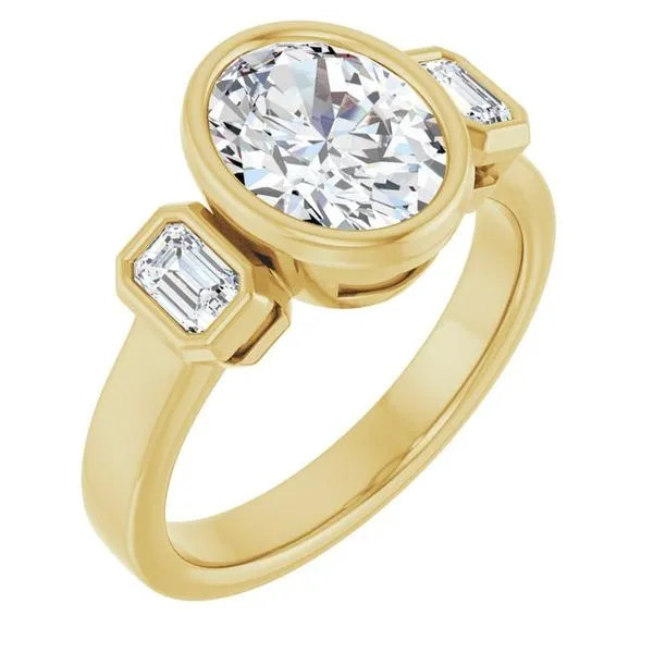 Bezel-Set Three-Stone Engagement Ring Clater Jewelers Louisville, KY