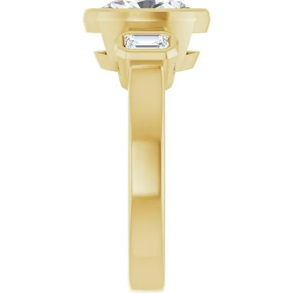 Bezel-Set Three-Stone Engagement Ring Image 4 The Jewelry Source El Segundo, CA