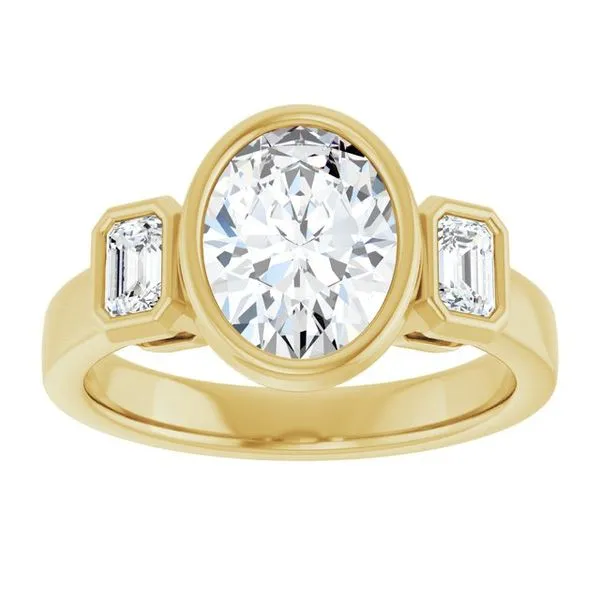 Bezel-Set Three-Stone Engagement Ring Image 3 Shipley's Fine Jewelry Hampstead, MD