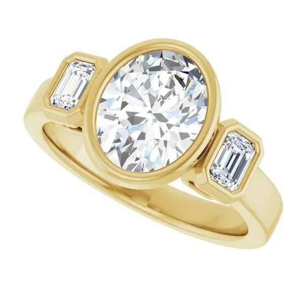 Bezel-Set Three-Stone Engagement Ring Image 5 Raleigh Diamond Fine Jewelry Raleigh, NC