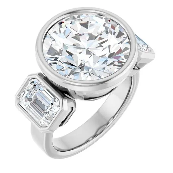 Bezel-Set Three-Stone Engagement Ring Don's Jewelry & Design Washington, IA