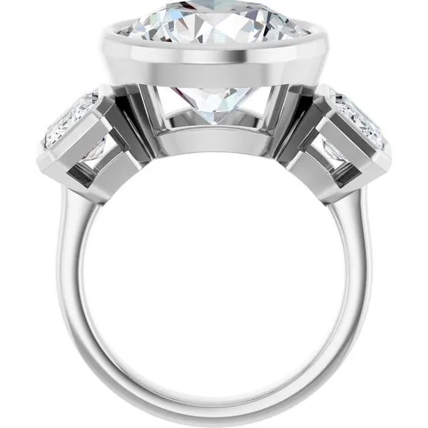 Bezel-Set Three-Stone Engagement Ring Image 2 Natale Jewelers Sewell, NJ