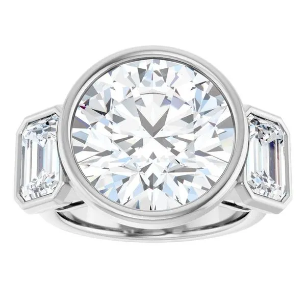 Bezel-Set Three-Stone Engagement Ring Image 3 Hudson Valley Goldsmith New Paltz, NY