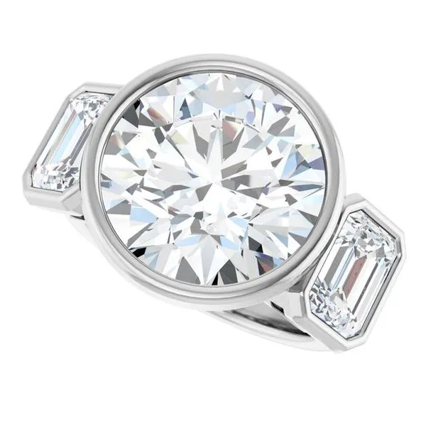 Bezel-Set Three-Stone Engagement Ring Image 5 J. West Jewelers Round Rock, TX