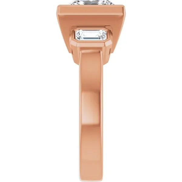 Bezel-Set Three-Stone Engagement Ring Image 4 J. West Jewelers Round Rock, TX