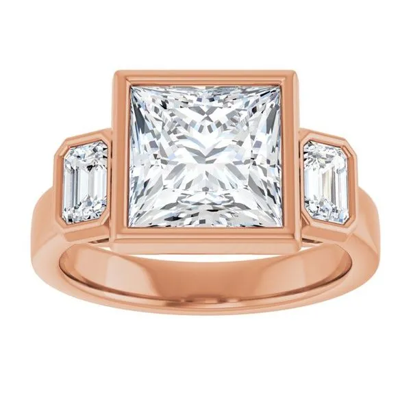 Bezel-Set Three-Stone Engagement Ring Image 3 Shipley's Fine Jewelry Hampstead, MD