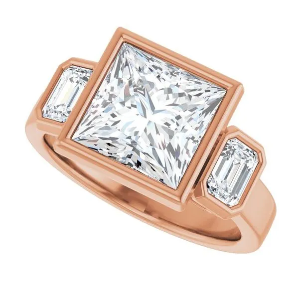 Bezel-Set Three-Stone Engagement Ring Image 5 Vulcan's Forge LLC KANSAS CITY, MO