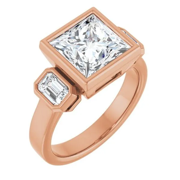 Bezel-Set Three-Stone Engagement Ring Michael Szwed Jewelers Longmeadow, MA