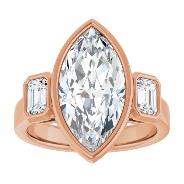 Bezel-Set Three-Stone Engagement Ring Image 3 Don's Jewelry & Design Washington, IA