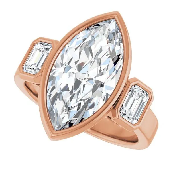 Bezel-Set Three-Stone Engagement Ring Image 5 J. Thomas Jewelers Rochester Hills, MI