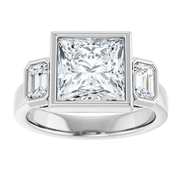 Bezel-Set Three-Stone Engagement Ring Image 3 Shipley's Fine Jewelry Hampstead, MD