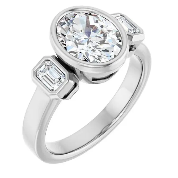 Bezel-Set Three-Stone Engagement Ring Don's Jewelry & Design Washington, IA