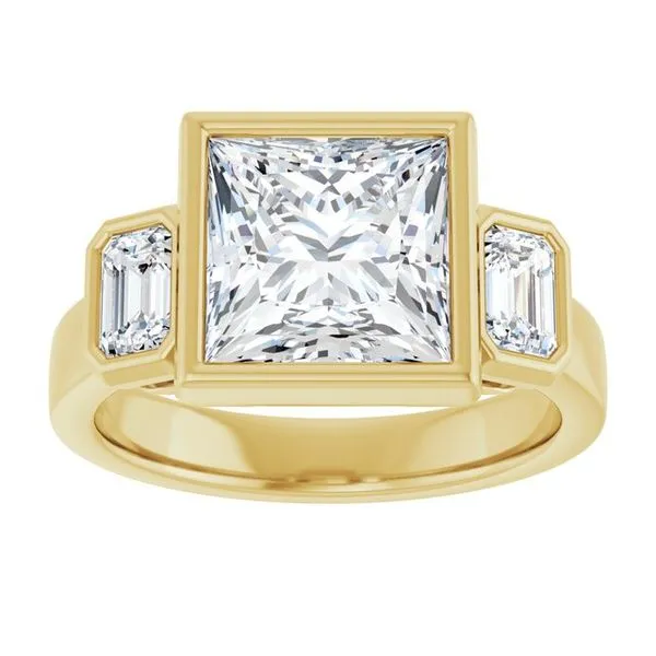 Bezel-Set Three-Stone Engagement Ring Image 3 Vulcan's Forge LLC KANSAS CITY, MO