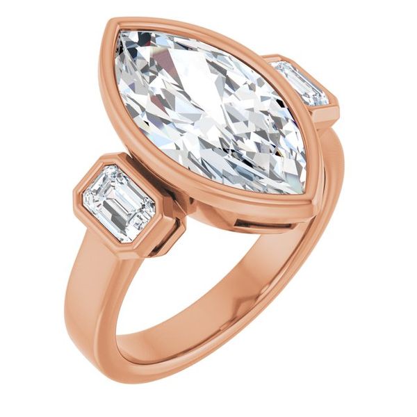 Bezel-Set Three-Stone Engagement Ring