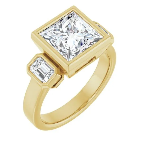 Bezel-Set Three-Stone Engagement Ring Clater Jewelers Louisville, KY