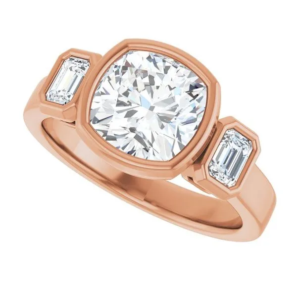 Bezel-Set Three-Stone Engagement Ring Image 5 Futer Bros Jewelers York, PA