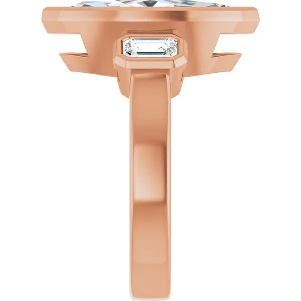 Bezel-Set Three-Stone Engagement Ring Image 4 The Jewelry Source El Segundo, CA