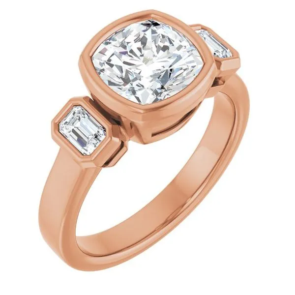 Bezel-Set Three-Stone Engagement Ring J. West Jewelers Round Rock, TX