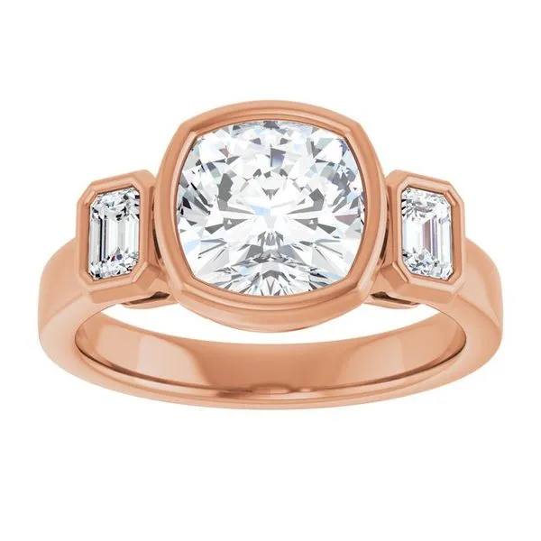 Bezel-Set Three-Stone Engagement Ring Image 3 Don's Jewelry & Design Washington, IA