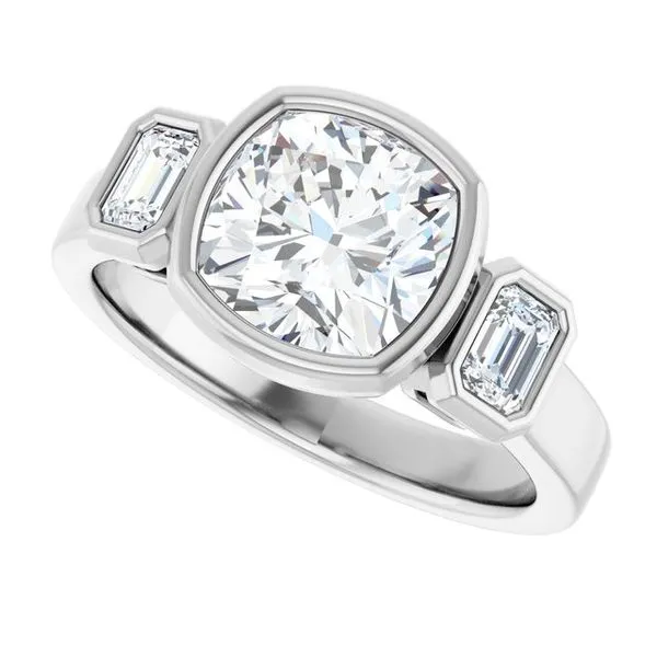 Bezel-Set Three-Stone Engagement Ring Image 5 Futer Bros Jewelers York, PA