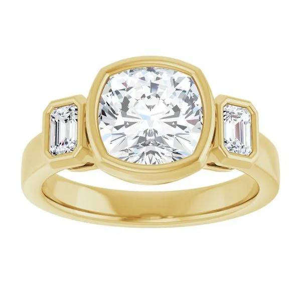 Bezel-Set Three-Stone Engagement Ring Image 3 Don's Jewelry & Design Washington, IA