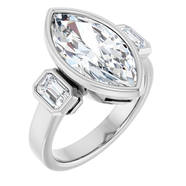 Bezel-Set Three-Stone Engagement Ring