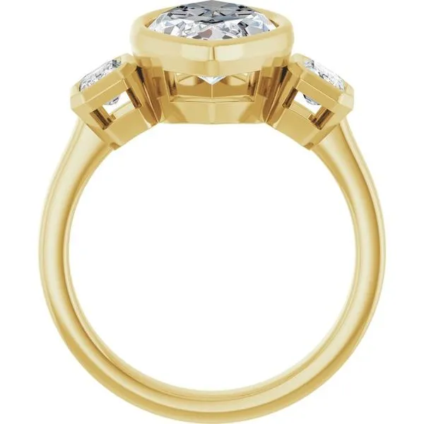 Bezel-Set Three-Stone Engagement Ring Image 2 Don's Jewelry & Design Washington, IA