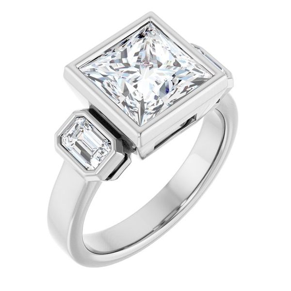 Bezel-Set Three-Stone Engagement Ring